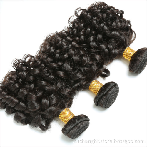 Brazilian 3 Bundles Bouncy Curly 100% Human Hair Fummi Remy Machine Double Weft Hair Extensions